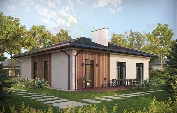 Купить готовый 1 этажный дом из газоблока (газобетона) 139 м2 с участком 5 соток в коттеджном поселке Родные Медвежьи озера, Московская Область | Родной Дом